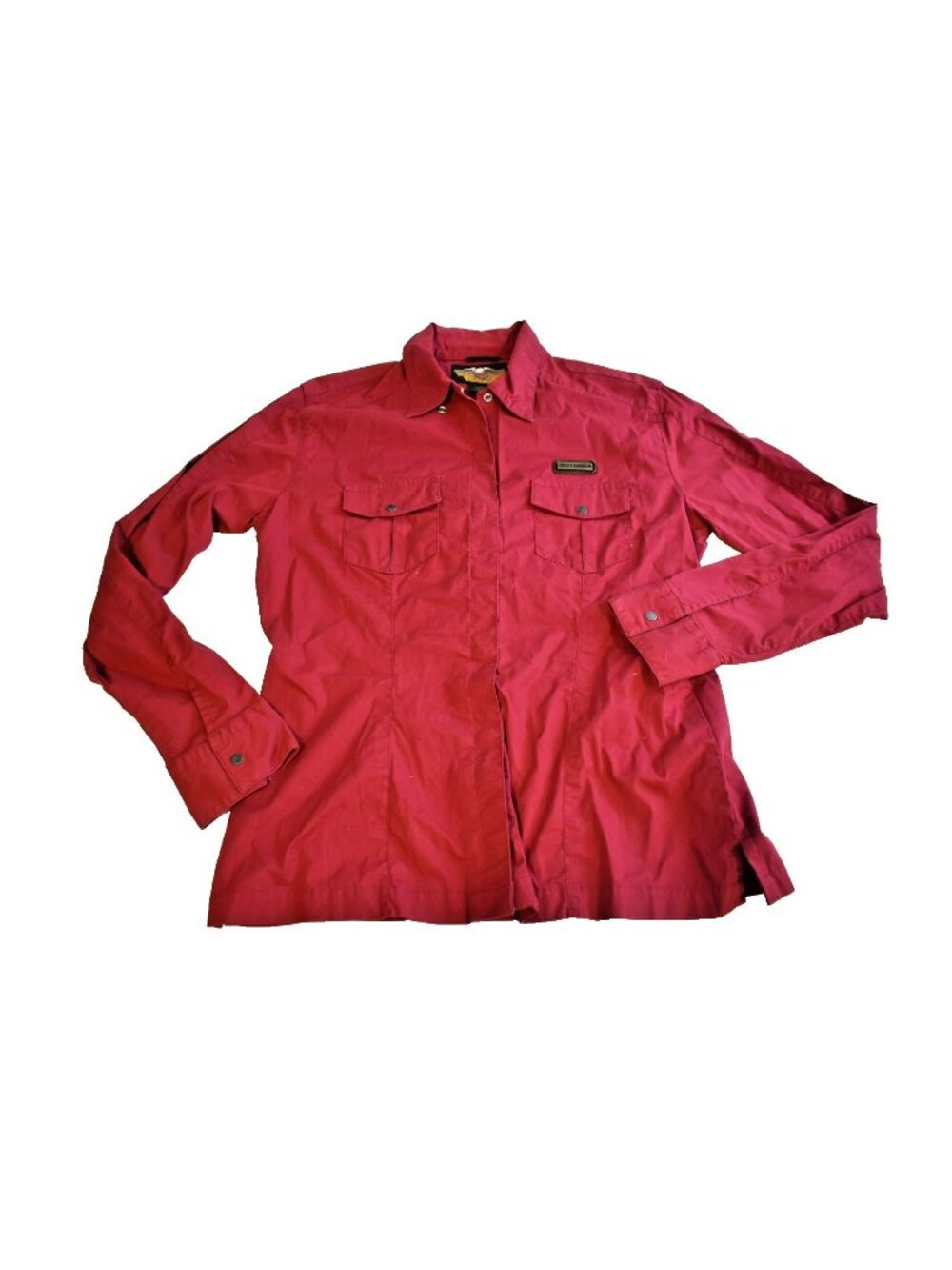 Harley Davidson Shirt Womens L Dark Pink Button Up Casual